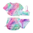 thumbnail image 2 of Gamivast Three Piece Rash Guard Set for Tween Girls Tie Dye Short Sleeve Top Bikini Skirt Bottom Summer Surfing Suit Beach Holiday Wear Bathing Suit, 2 of 7