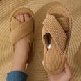 thumbnail image 2 of Wensltd Womens Memory Foam Cotton Slippers Cross Band Cozy Home Slippers Open Toe House Shoes Indoor Outdoor, 2 of 5
