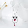 thumbnail image 5 of Big Eyes Owl Necklace for Women 925 Sterling Silver Heart Ruby Pendant Necklace Jewelry for Valentine's Day Christmas Birthday GIF, 5 of 5