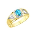 thumbnail image 4 of RYLOS Men's Rings 14K Yellow Gold Classic 7X5MM Oval Gemstone & Diamond Ring Blue Topaz December Birthstone Rings For Men Size 9, 4 of 7