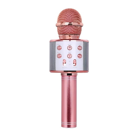 GJX Professional Bluetooth Wireless Microphone Karaoke, Speaker KTV Music Player Singing Recorder Handheld Microphone Gold