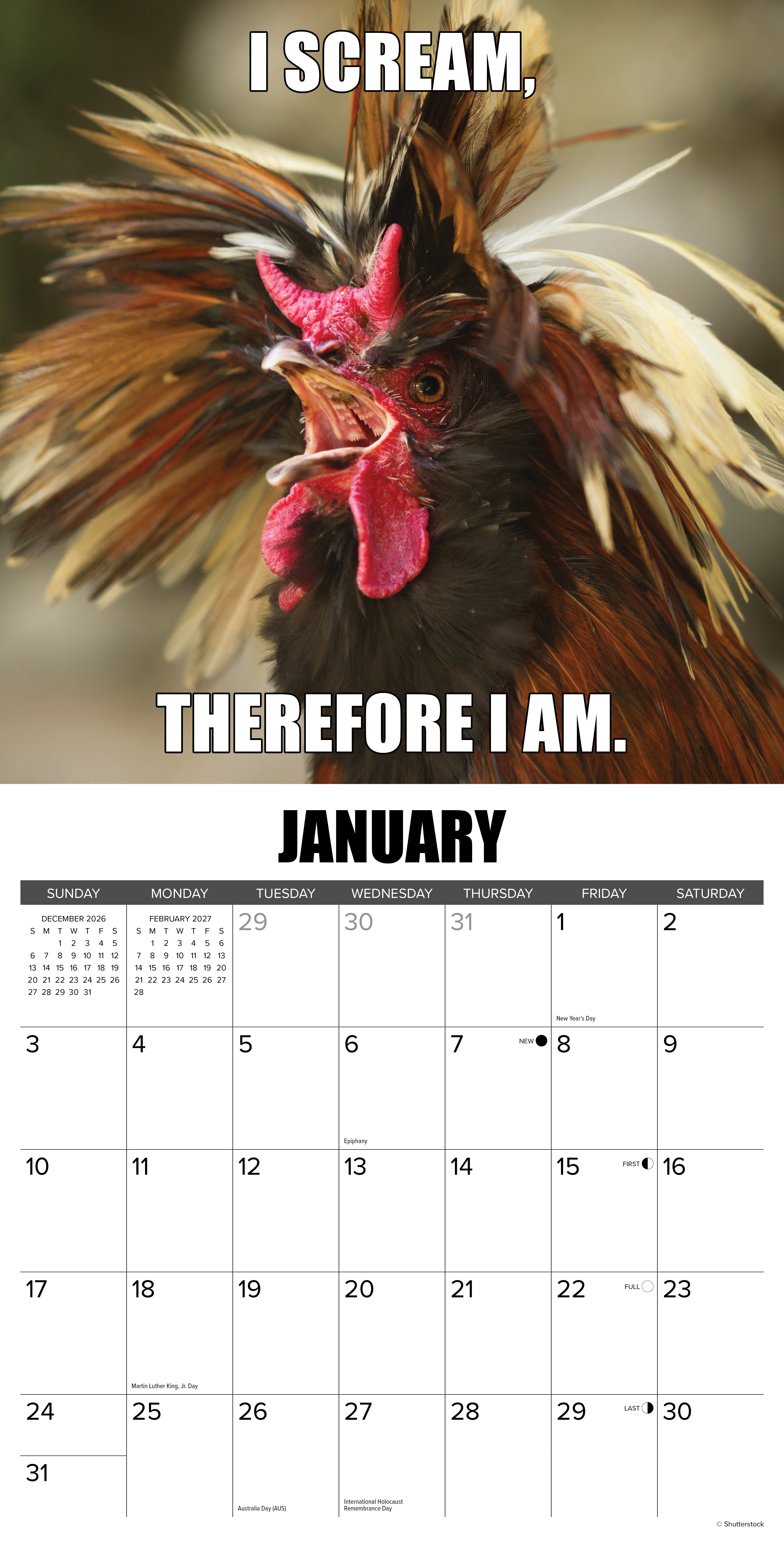 Willow Creek Press, No Clucks Given 2027 Wall Calendar