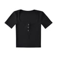 thumbnail image 4 of Wycnly Womens Tops Dressy Casual Party Club Sexy Slim Fit Button up Going out Cropped Tees Shirts Summer Short Sleeve Crewneck Tops Solid Blouse Black s, 4 of 4