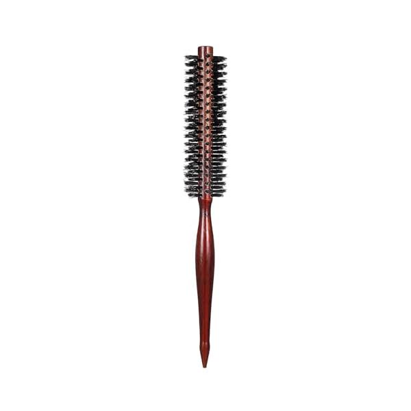 wonima44 Small Boar Bristle Round Brush, 1.3 inch Natural Portable Mini Round Hair Brush with Wood Handle for Women and Men's Fine, Thin Hair or Beards, Straightening Curling Volumizing Detangling