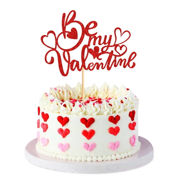 Cake Topper Ercadio Be Mine Red Glitter Valentine