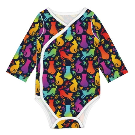 

Matuu Colorful Cats for Baby Long-Sleeve Bodysuit Soft Cotton Comfortable and Breathable Perfect for Newborns and Infants