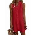 thumbnail image 4 of Women Sleeveless Tank Dress Casual Mini Dresses Sundress Red L, 4 of 7