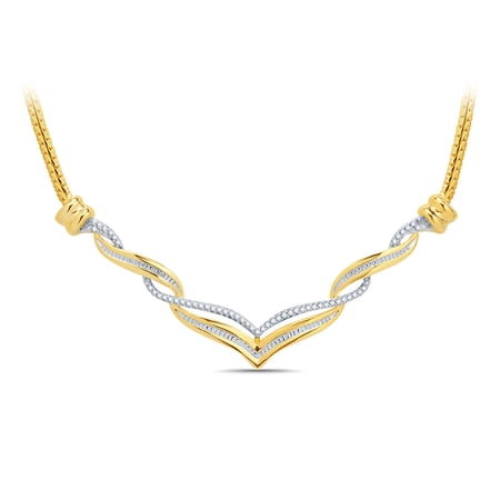 Arista 1/3 ct Twisted Fashion Necklace in Two-Tone over Brass,17" (I-J, I3)