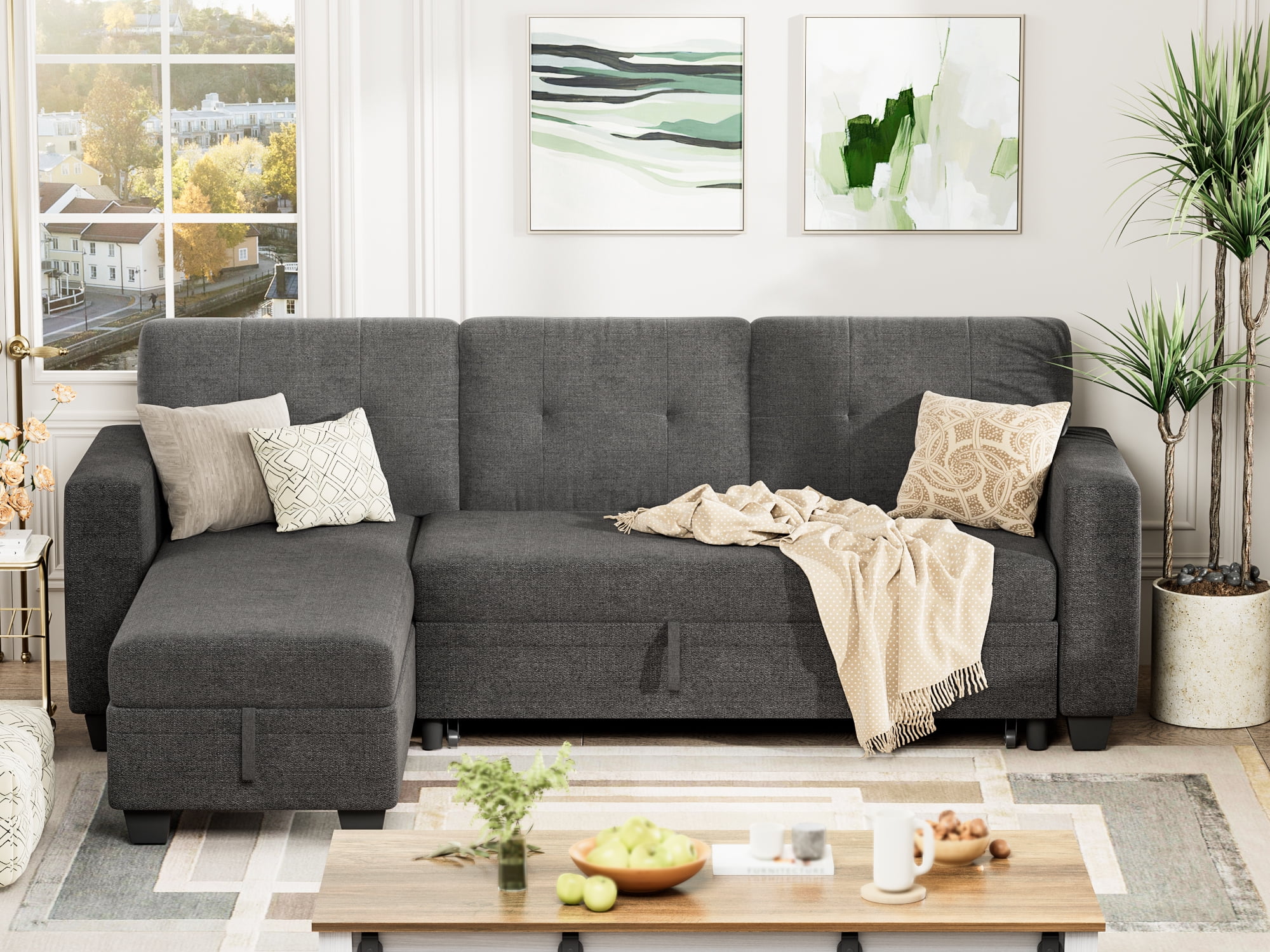 Graphite gray cormack sofa bed with storage discount