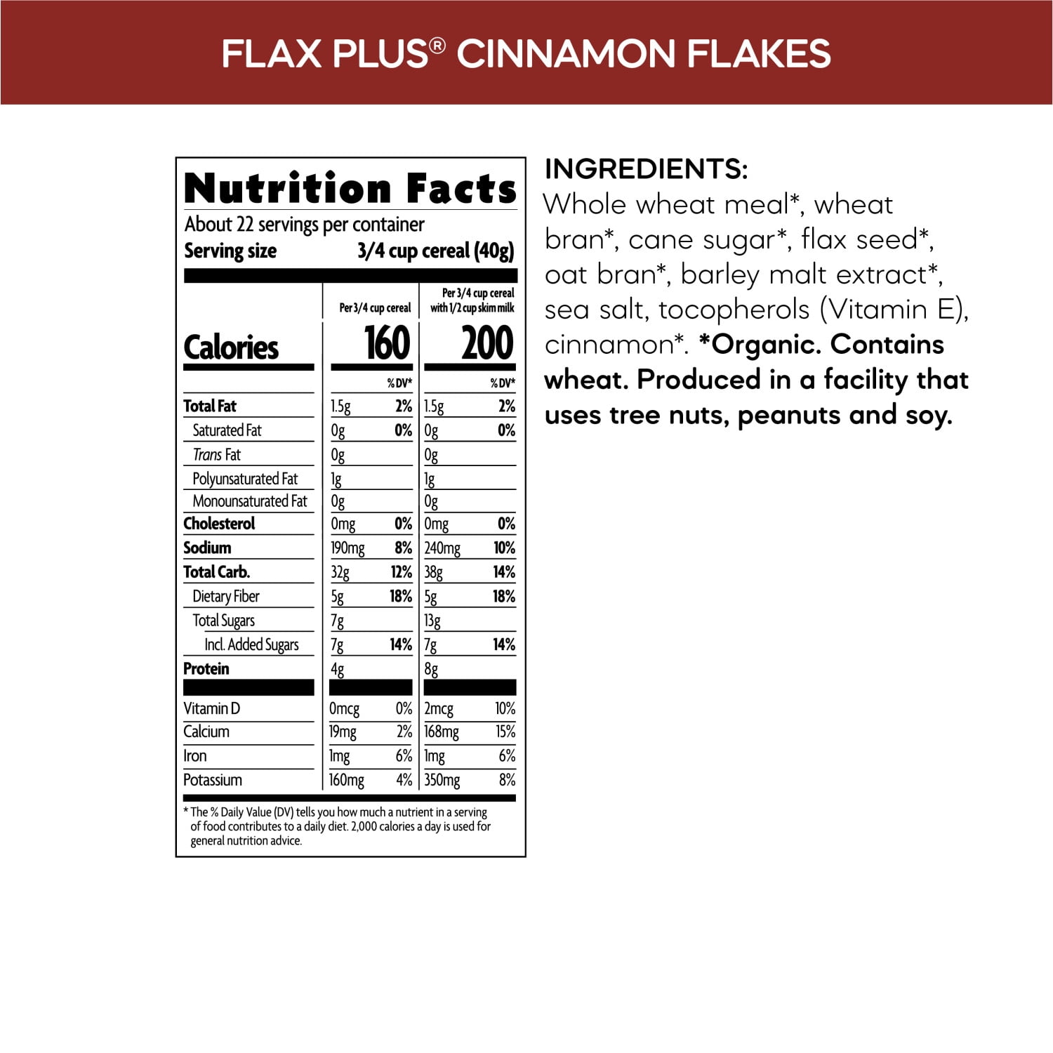 Nature's Path Organic Flax Plus Cinnamon Flakes Breakfast Cereal, 32oz Bag (pack of 6)