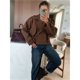 thumbnail image 4 of Gabardina Corta para Mujer, con Doble Botonadura y Cuello de Solapa, Chaqueta Corta de Larga para Otoño e Invierno Marrón L, 4 of 10