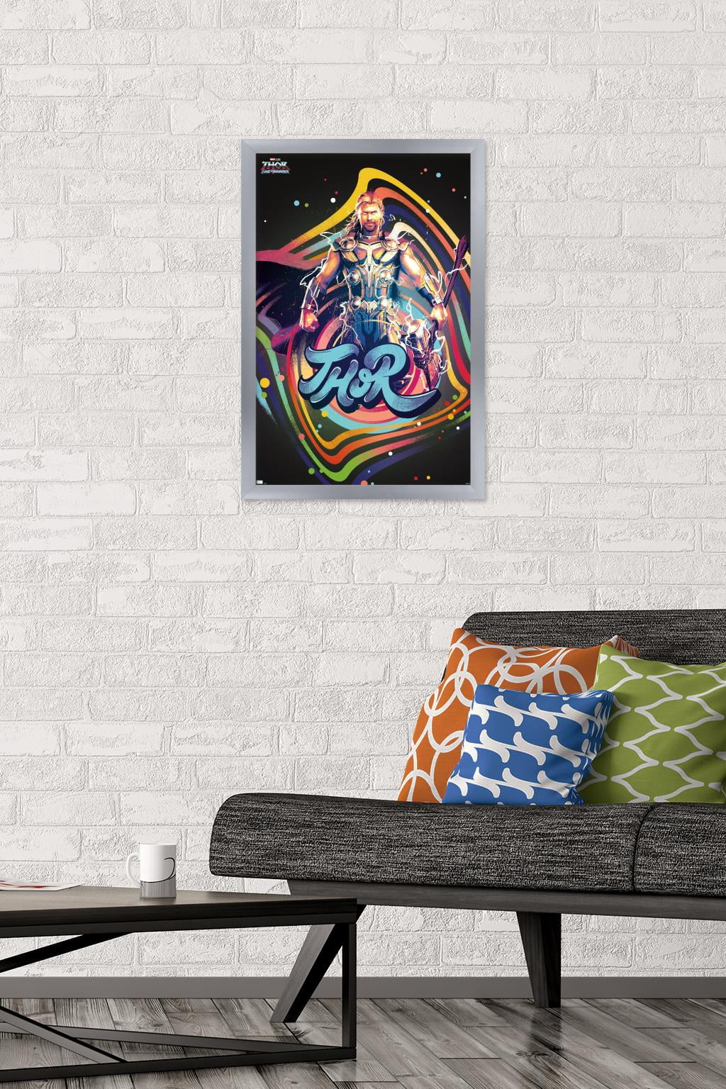 Marvel Thor: Love and Thunder - Squares Wall Poster, 14.725" x 22.375" Framed