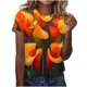 thumbnail image 1 of Camisas de Manga Larga para las Mujeres Suelto Ajuste Impreso Verano Sexy Cuello Redondo Superior, Poliéster Regular, 1 of 5
