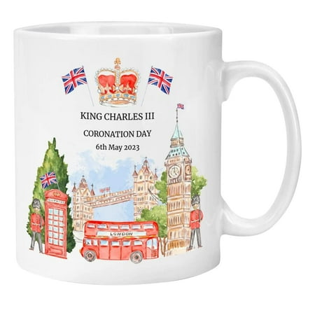 

Funny Coffee Mug | 2023 King Mug for King Charles III of England | Coronation Day Gifts for Her 350ml Tea Cup with C-Shaped Handle Union Jack Keepsake Souvenirs