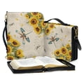 thumbnail image 3 of ZUXONGSY Dragonfly Sunflower Print Bible Case for Men Women Leather Bible Cover Large Bible Bag with Shoulder Strap and Handle Zippered Bible Protective Carrier Sturdy Scripture Bag, L, 3 of 7