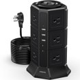 thumbnail image 1 of Protector contra sobretensiones Power Strip Tower NVEESHOX con 12 AC y 5 USB, 1 of 7
