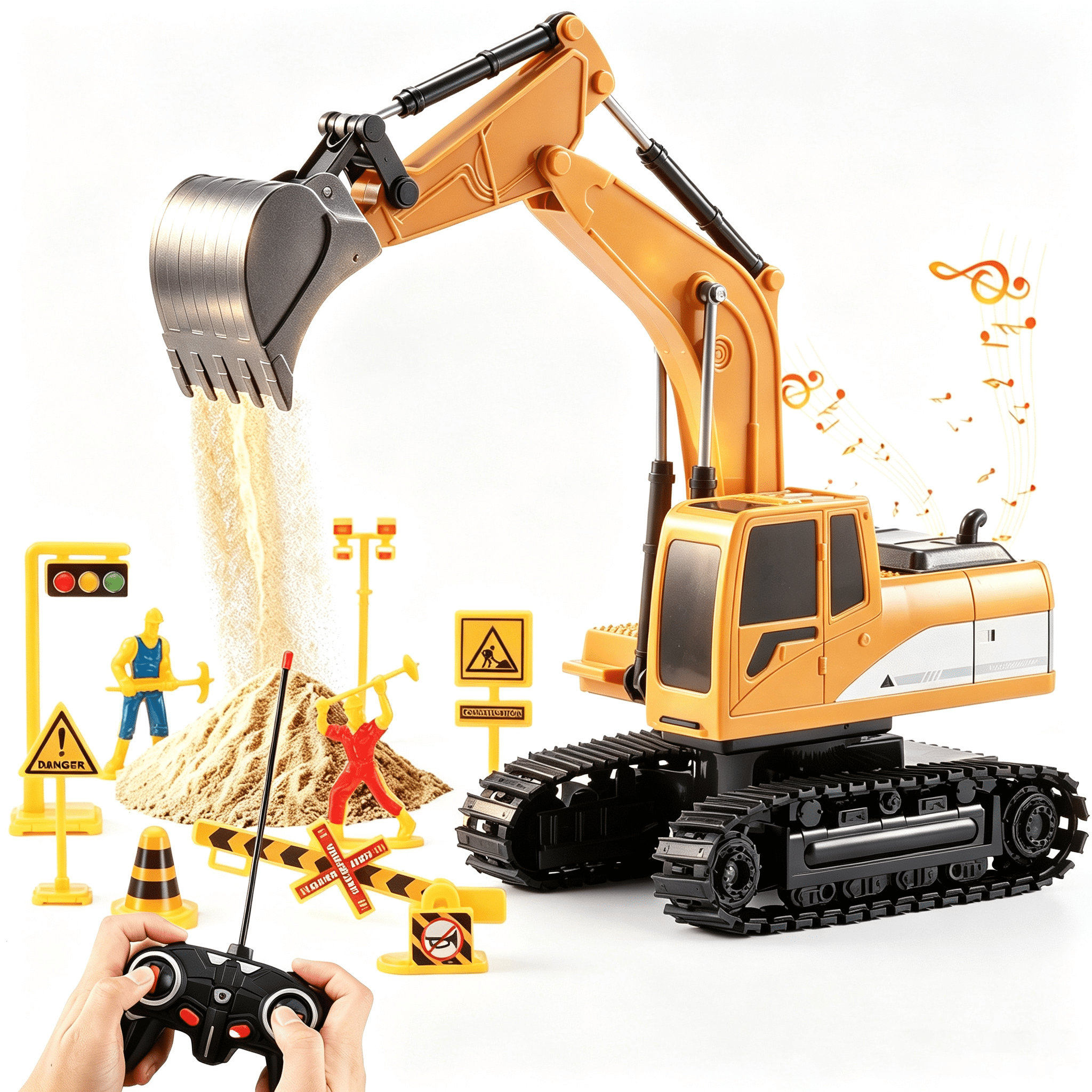 トイラジコン Tello Top Race 15 Channel RC Excavator, Full Functional Construction Toy
