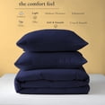 thumbnail image 3 of 3 sided Zipper Duvet Cover Set Full Size - Unique Design Microfiber Duvet Cover Set with 3 sided Zipper Closure, 3 PCS Full Size Duvet Cover (80"x90") & 2 Pillow Cases(20"x30"), Navy Blue, 3 of 8