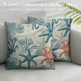 thumbnail image 3 of Nawypu Summer Coastal Throw Pillow Covers 18x18 Inch Outdoor Decorative, Nautical Beach Ocean Themed Throw Pillows Blue Starfish Coral Pillowcase Farmhouse Square Cushion Cover for Home Couch Bed, 3 of 5