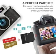 Micro SD Card 1024 TF Card Class 10 Micro SD Memory Cards 1024 High Speed with SD Card Adapter for Camera,GOPRO,Smartphone 3-pack