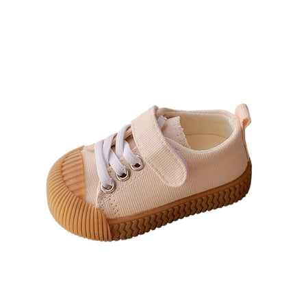 

Ritualay Kids Canvas Sneakers First Walker Walking Shoes Non-slip Flats Breathable Lightweight Casual Sneaker Sport School Comfort Beige 6.5C