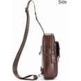 thumbnail image 4 of BULLCAPTAIN Mochila Cruzada de Cuero para Hombre Sling Bolso de Pecho para Viajes de Senderismo, 4 of 10