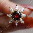 thumbnail image 3 of Red Garnet Ring Floral Engagement Ring For Women Jewelry,January Birthstone Women Ring Wedding Gift, 3 of 3