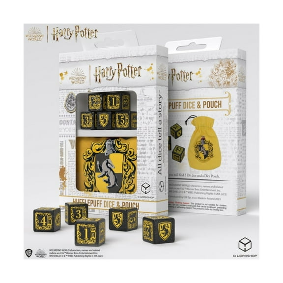 Q-Workshop Poly Set - Hufflepuff Dice & Pouch (5) New