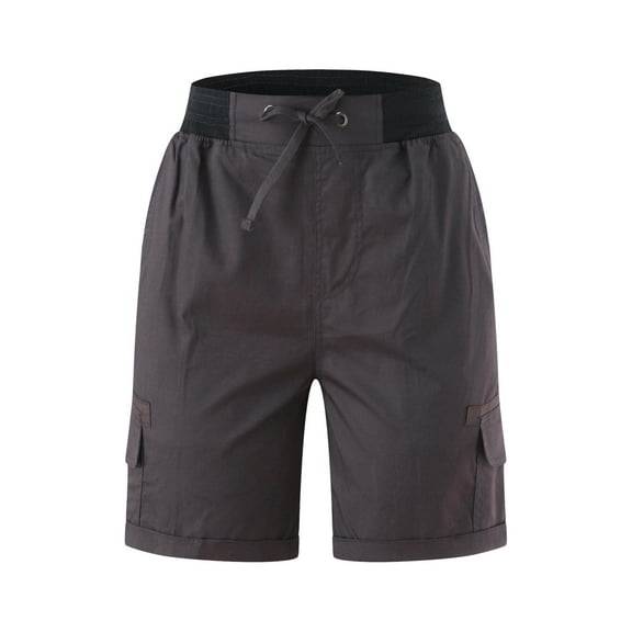 Sngxgn Women Casual Cotton Shorts Drawstring Comfy Elastic Waist Shorts Summer Pull On Short with Pockets(Grey,XL)