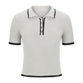 thumbnail image 3 of Womens Fitted Polo Shirts Ribbed Knit Dressy Casual Work Collared Button Summer Slim Fit Tops Short Sleeve Blouses, 3 of 5