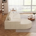 thumbnail image 6 of 109" Modern Modular Curved L-Shaped Sofa, Chenille Upholstered Sectional Couch Set with 3 Pillows,Free Combination Sofa for Living Room,Beige, 6 of 9