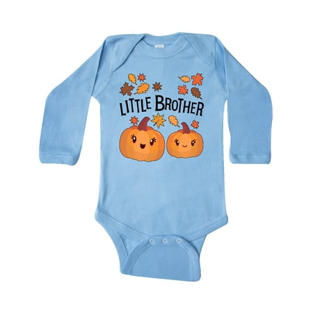 

Inktastic Little Brother Pumpkins with Fall Leaves Gift Baby Boy Long Sleeve Bodysuit