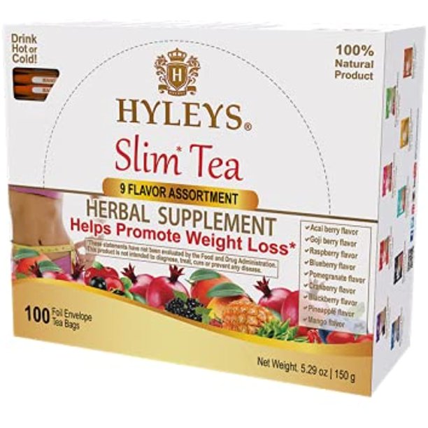 Hyleys Slim Tea 9 Flavor Assortment 100 Ct Weight Loss Herbal
