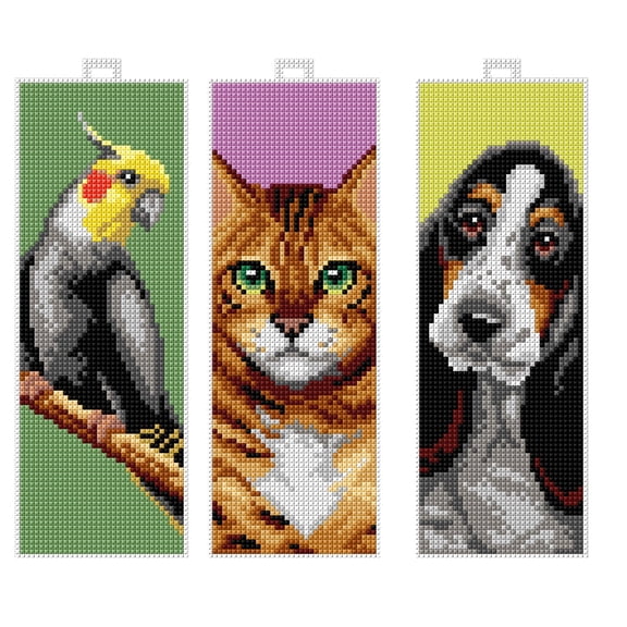Counted cross stitch kit with plastic canvas "Animals" set of 3 designs 7896