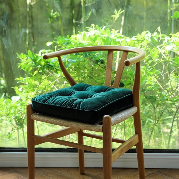 EXHUMKY Dark Green Polyester Dining Chair Pads Non- Comfortable Seat Cushions for Kitchen, Dining Room, Home Use