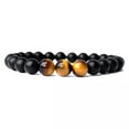 thumbnail image 5 of K-KED 2PCS Natural Stone Tiger Eye Matte Onyx Prayer Beads Men Women Elastic Bracelets, 5 of 9