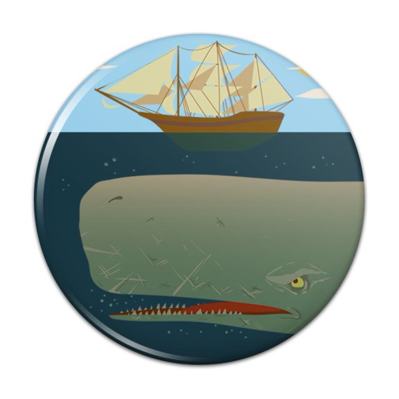 Sperm Whale Under Ship Pinback Button Pin