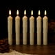 thumbnail image 3 of Juego de velas LED sin llama | Aspecto de cera de goteo simulado | Funciona con pilas | Luz parpadeante de color amarillo cálido | Estilo Pilar Retro | Material seguro ABS | Paquete de 6 | 2x16.8cm, 3 of 5