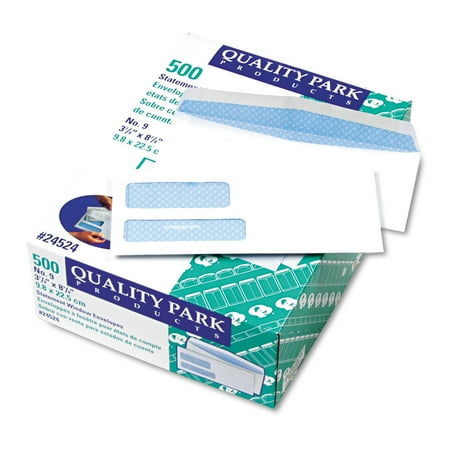 Quality Park 2-Window Security Tinted Invoice/Check Mailer, #9, 3 7/8 x 8 7/8, White, 500/BX