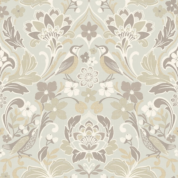 Arthouse Birdy Neutral Nuthatch Floral Wallpaper