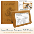thumbnail image 5 of ComfiTime Passport Holder, RFID Blocking PU Leather Passport Cover and Vaccine Card Holder for Women & Men, Waterproof Passport Case Travel Wallet, Travel Credit Card Holder Protector, Chocolate, 5 of 11