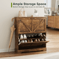thumbnail image 7 of Semiocthome Shoe Cabinet with 2 Flip Drawers 16 Pairs,Narrow Shoe Storage Cabinet for Entryway,Rustic Brown, 7 of 7