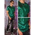thumbnail image 4 of Unique Bargains Men's Metallic Shiny T-Shirt Round Neck Short Sleeves Sparkle Tee Top M Green, 4 of 5