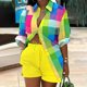 thumbnail image 1 of Puntoco Moda Mujer Botón Casual Cuello vuelto Manga larga+Cintura elástica Conjunto de pantalón Liquidación Puntoco Puntoco-3363, 1 of 6