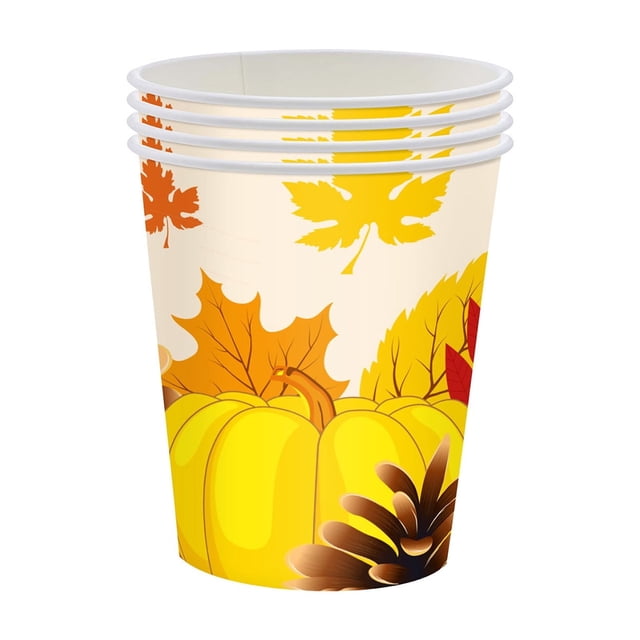 COM1950s Thanksgiving Paper Plates, Thanksgiving Plates Disposable, Thanksgiving Paper Plates Festive Fall Pumpkin and Maple Leaves Pattern Disposable Tableware for Fall Harvests Party