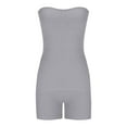 thumbnail image 4 of ZACPNCV Women's Solid Color Backless Sleeveless Strapless Shorts Set Gray, 4 of 6