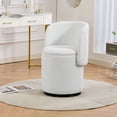 thumbnail image 3 of S-HOME Modern Upholstered Barrel Chair, Versatile Swivel Accent Seat with Free Cat Bed Stool Included for Daily Use and Storage, Beige-Fabric,Teddy, 3 of 19