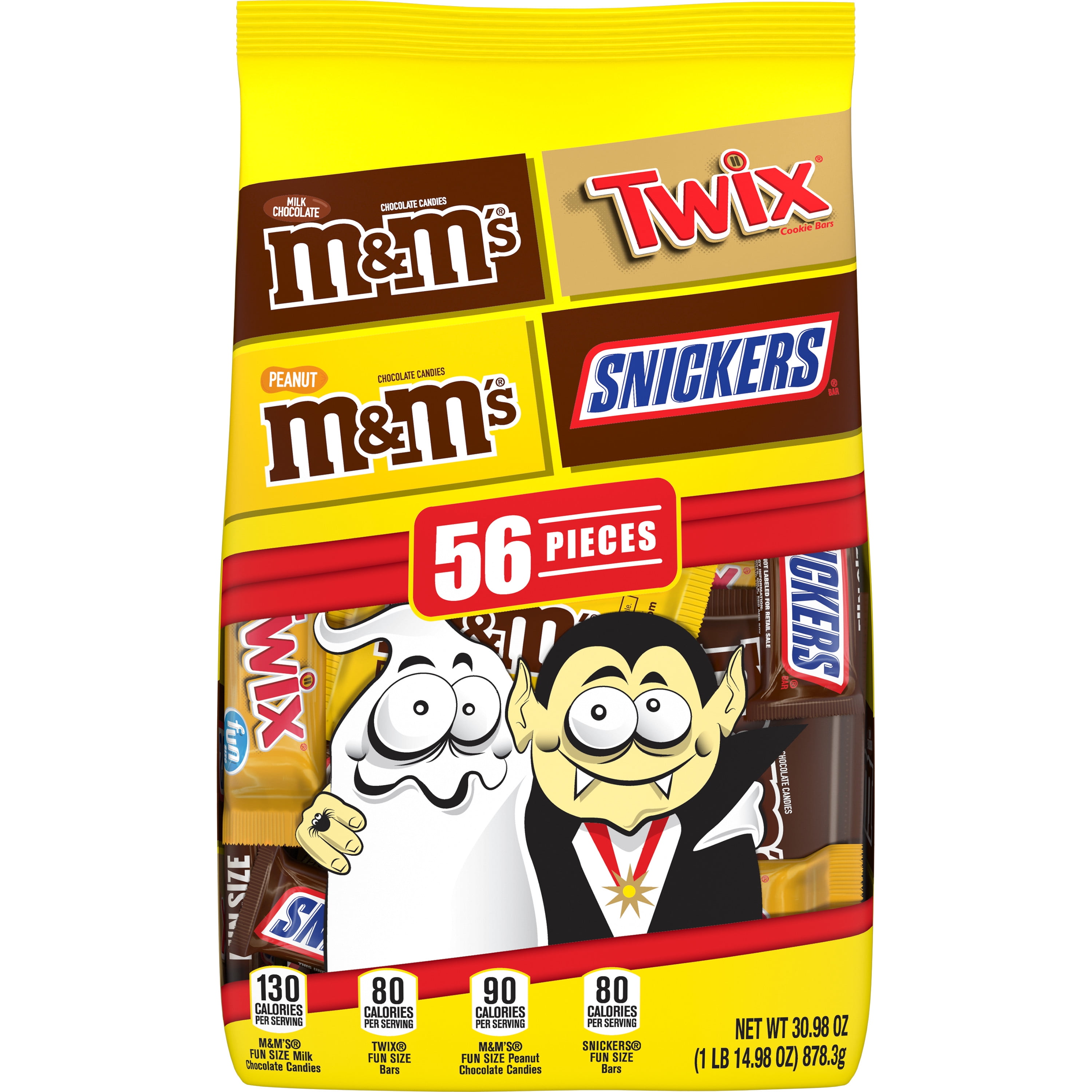 M&M's, Snickers & Twix Milk Chocolate Halloween Candy - 56 Ct Bulk Bag
