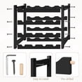 thumbnail image 5 of Wine Rack, 4-Tier Bamboo Wine Racks Countertop,Sturdy and Durable Wine Storage Cabinet Shelf,16 Bottles Wine Holder for Kitchen Pantry, Black, 5 of 7
