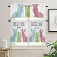 thumbnail image 2 of Easter Colorful Bunny Peeps Kitchen Curtain Valance and Tier Set, Simple White Backdrop Short Half Window Treatments Rod Pocket Curtain Panels for Bedroom Living Room, 54x18 Valance 55x36 Tier, 2 of 6